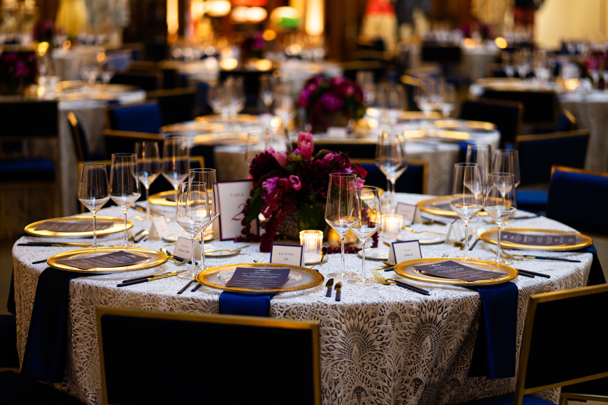 A decorated table for eating.
