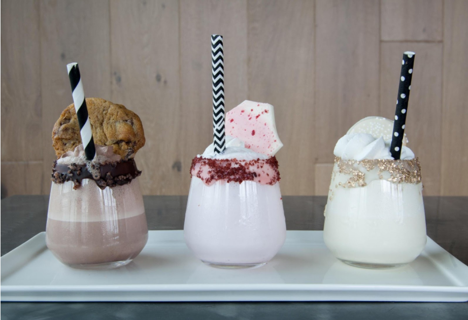 three different types of milkshakes